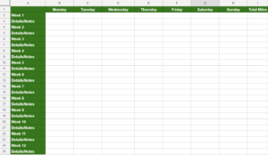 excel spreadsheet for workout planning